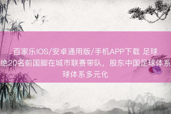 百家樂IOS/安卓通用版/手機(jī)APP下載 足球報(bào)：卓絕20名前國腳在城市聯(lián)賽帶隊(duì)，股東中國足球體系多元化