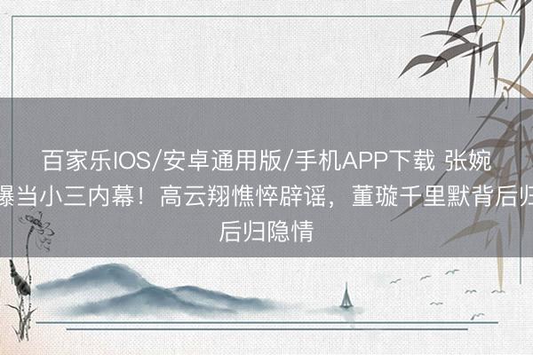 百家樂IOS/安卓通用版/手機APP下載 張婉婷自曝當小三內幕！高云翔憔悴辟謠，董璇千里默背后歸隱情