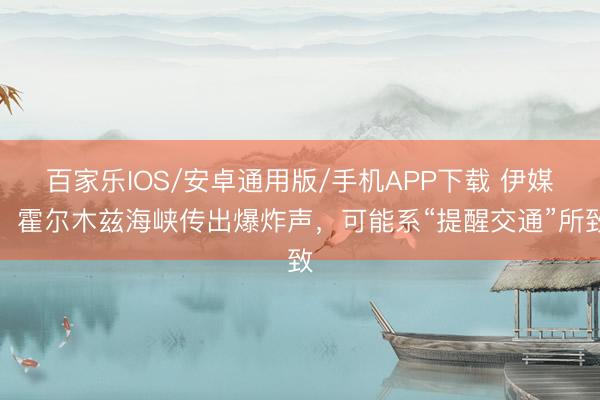 百家樂IOS/安卓通用版/手機APP下載 伊媒：霍爾木茲海峽傳出爆炸聲，可能系“提醒交通”所致