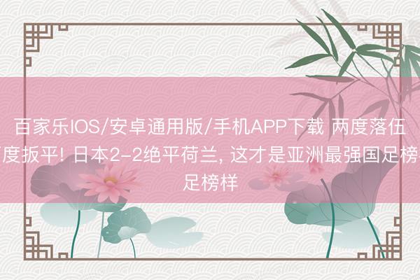 百家樂IOS/安卓通用版/手機APP下載 兩度落伍兩度扳平! 日本2-2絕平荷蘭， 這才是亞洲最強國足榜樣