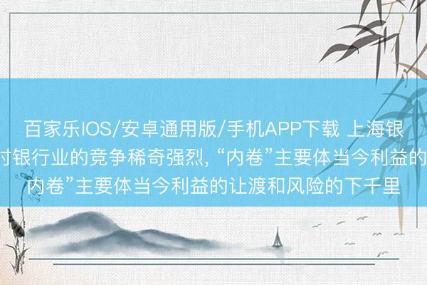 百家樂IOS/安卓通用版/手機APP下載 上海銀行董事長顧建忠: 現時銀行業的競爭稀奇強烈, “內卷”主要體當今利益的讓渡和風險的下千里