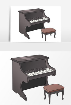 手繪鋼琴卡通形象元素
